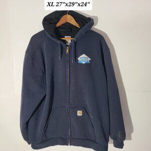 Carhartt Rain Defender Faded Blue Men's XL Full Zip Hoodie Distressed